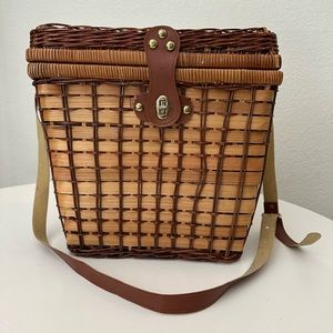 Vintage Boho Wicker Rattan Picnic Wine Basket
